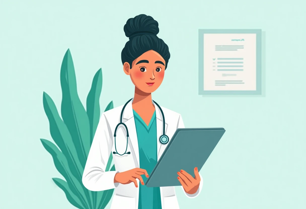 Enfermera revisando registros