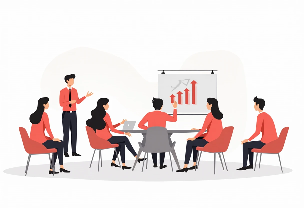 Reunión de ventas en oficina moderna