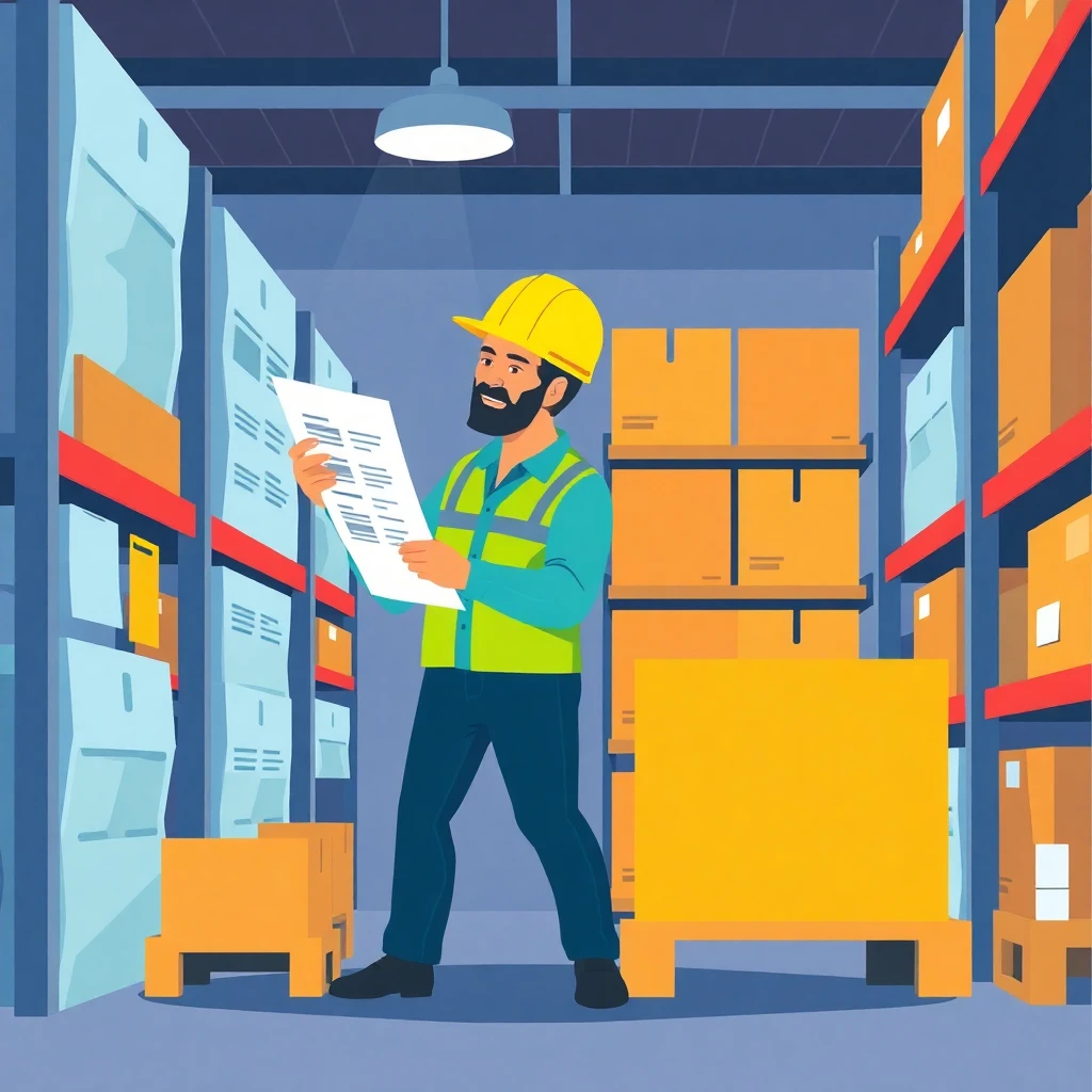 Trabajador revisando inventario