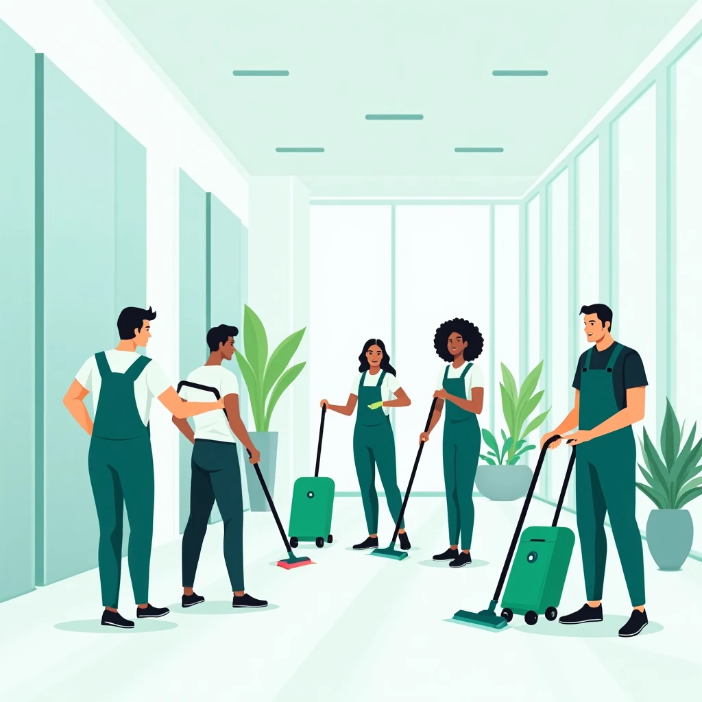 Equipo de limpieza en acción