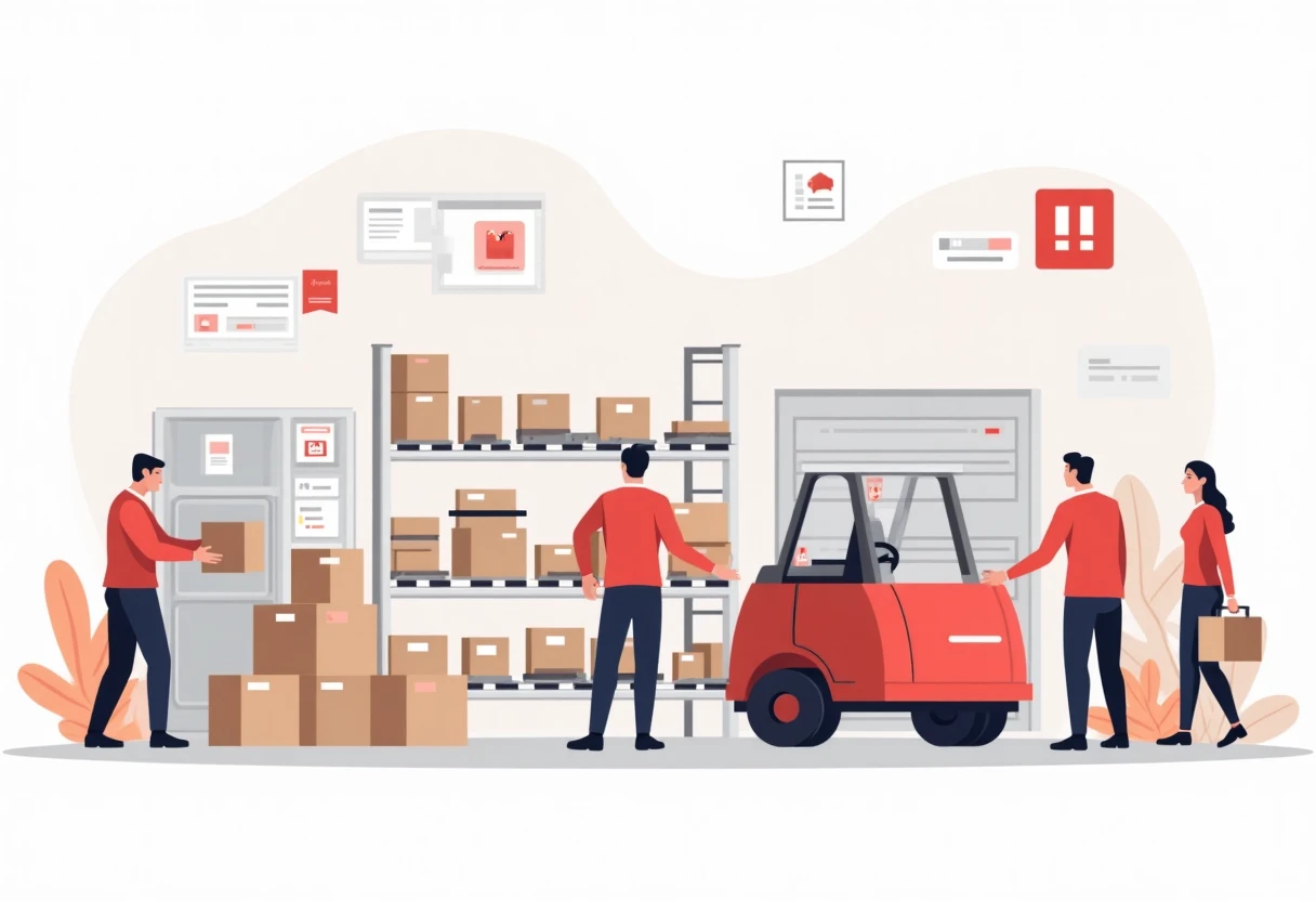 Trabajadores de logística colaborando