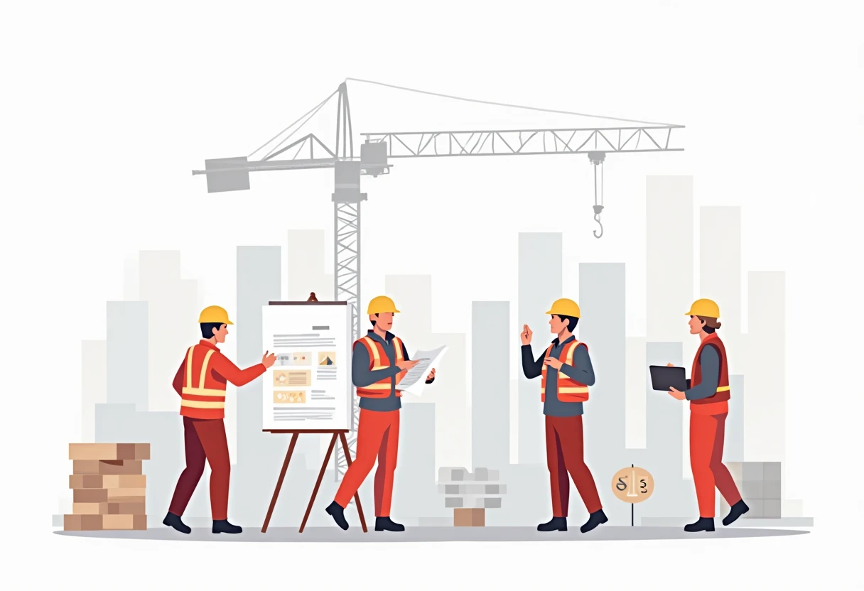 Discutiendo planos en construcción