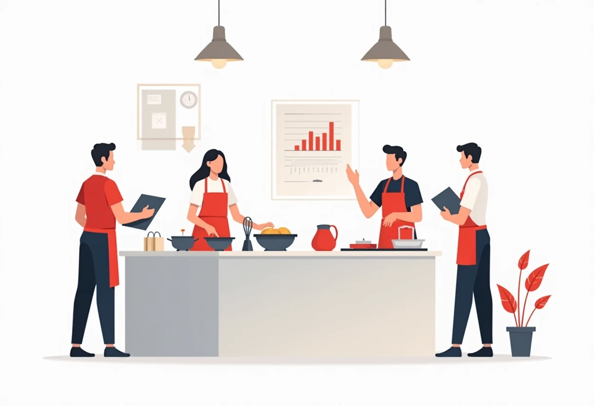 Equipo de cocina colaborando