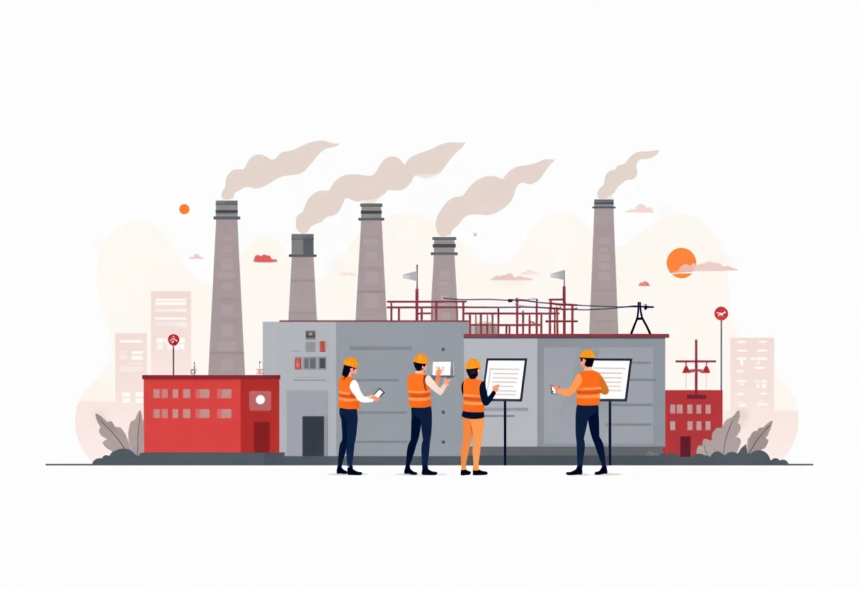 Ingenieros en planta de energía