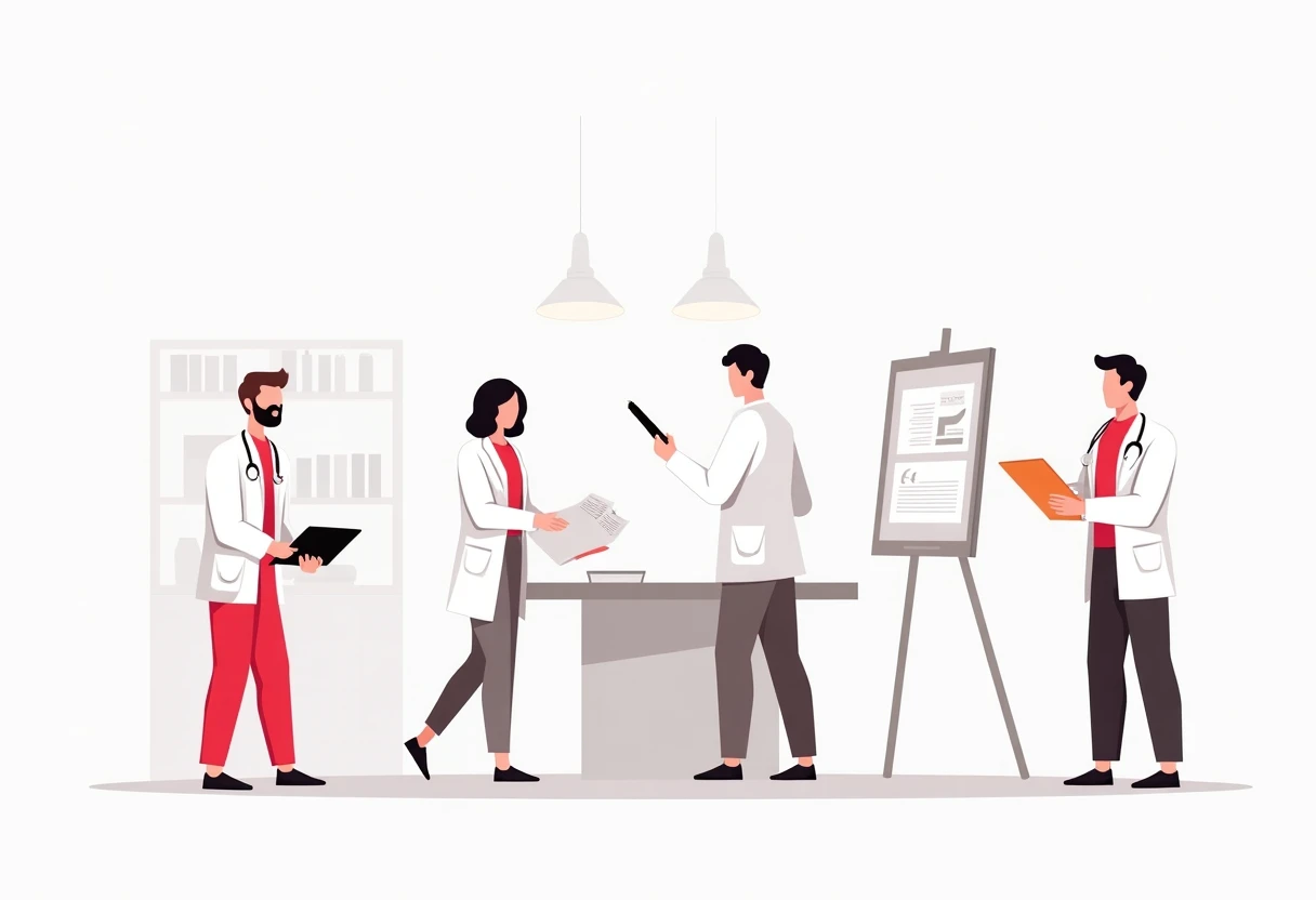 Equipo médico discutiendo estrategias