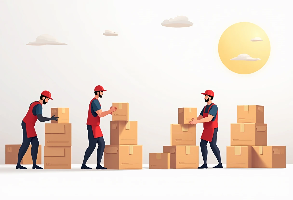 Trabajadores de almacén en acción