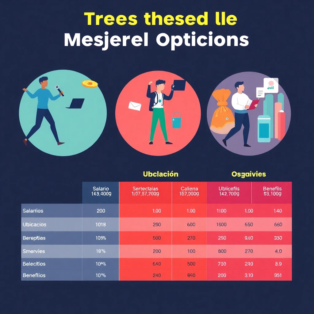 Tabla comparativa de los tres mejores trabajos