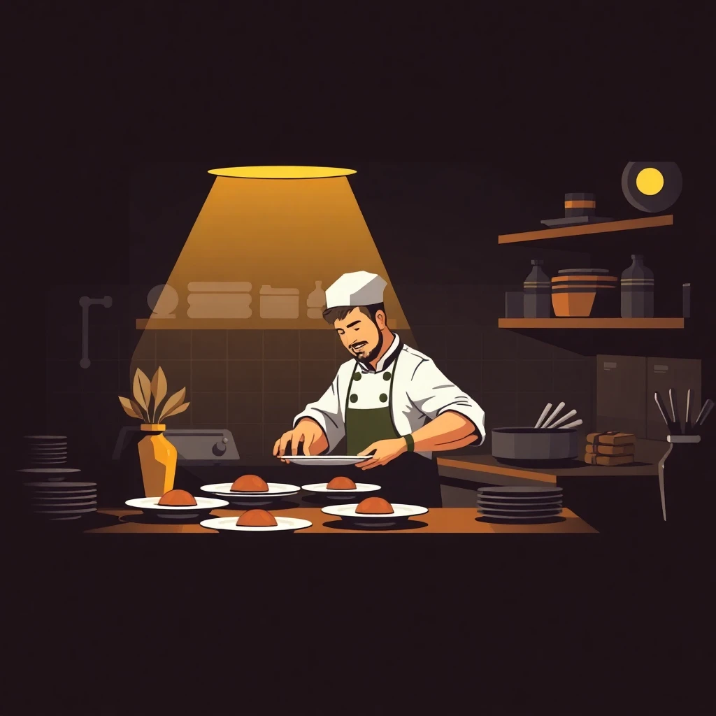 Chef organizando platos