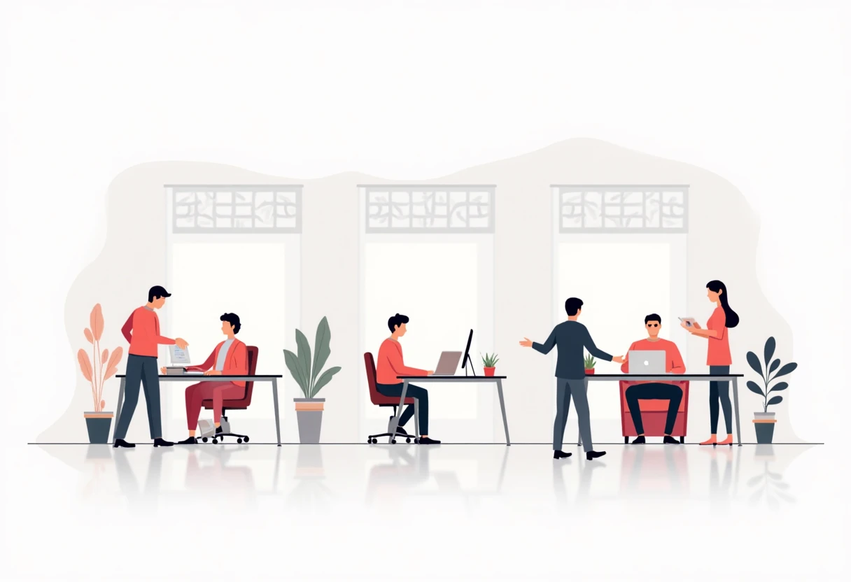 Ambiente de oficina moderno y colaborativo