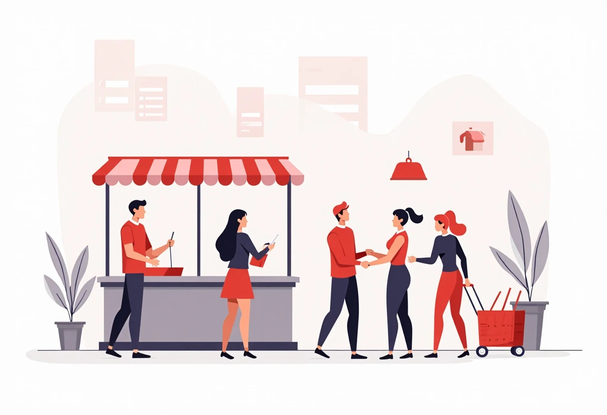 Retail store with active staff