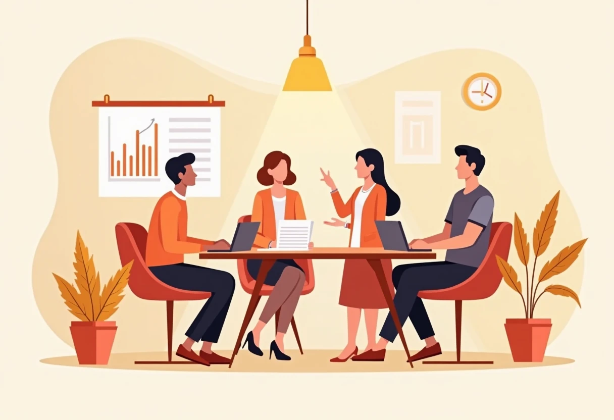 Discusión de equipo de ventas