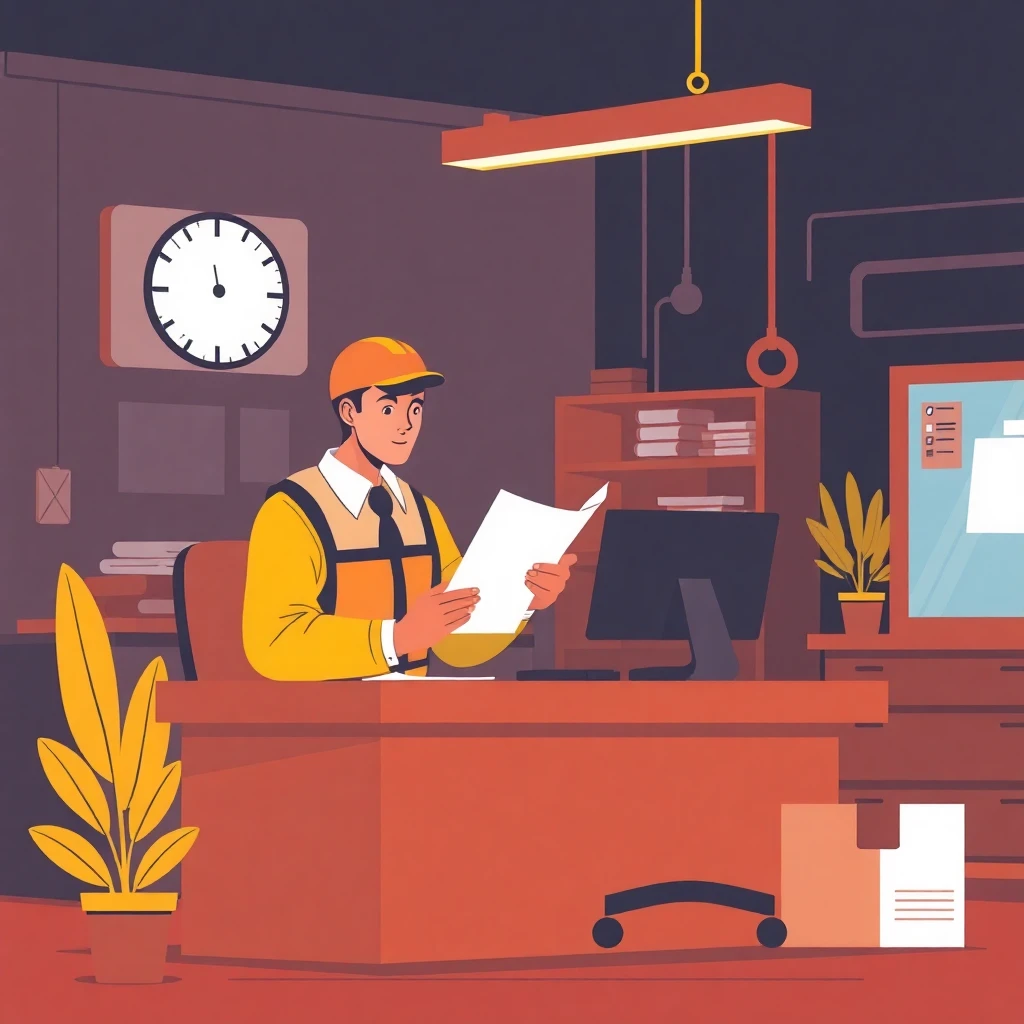 Guardia de seguridad revisando documentos