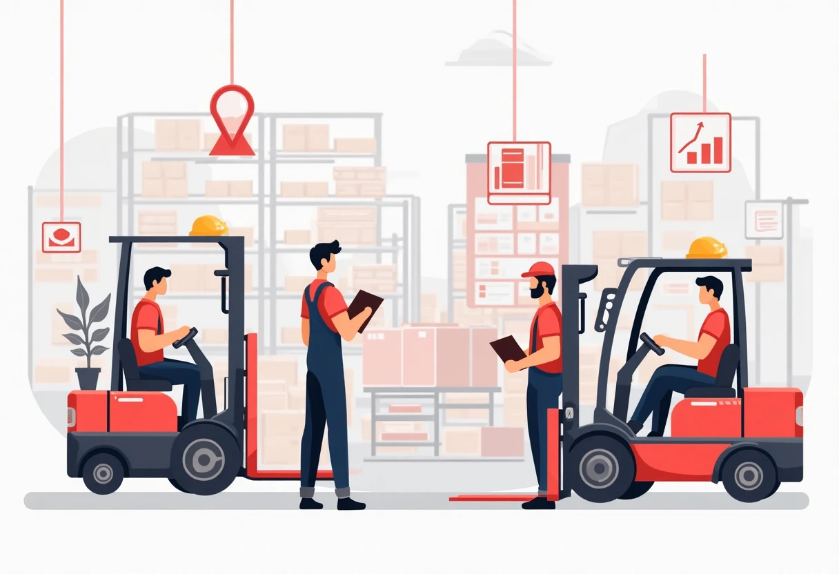 Warehouse workers in action